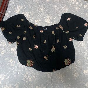 Black floral crop top from AE